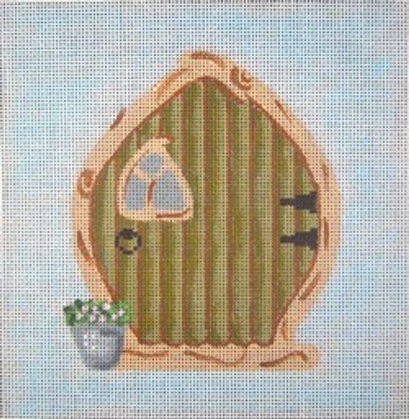 914	Fairie Door w/ Potted Plant 6 x 6 18 Mesh Canvas Art By Barbi