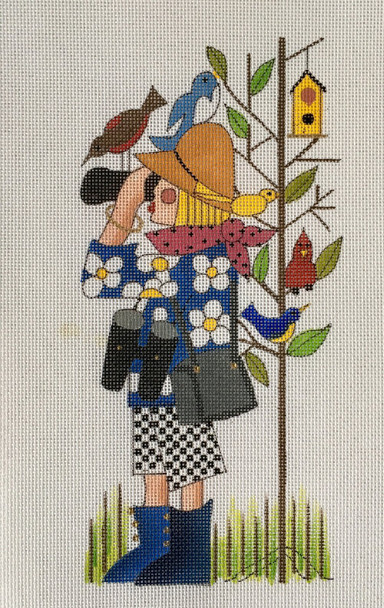 MH1901 Janeann the Birdwatcher 4.5 x 9  18 Mesh With Stitch Guide Mile High Princess Designs