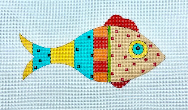 MH1929 Sarah - Right Fish  6 x 3 With Stitch Guide 18 Mesh Mile High Princess Designs