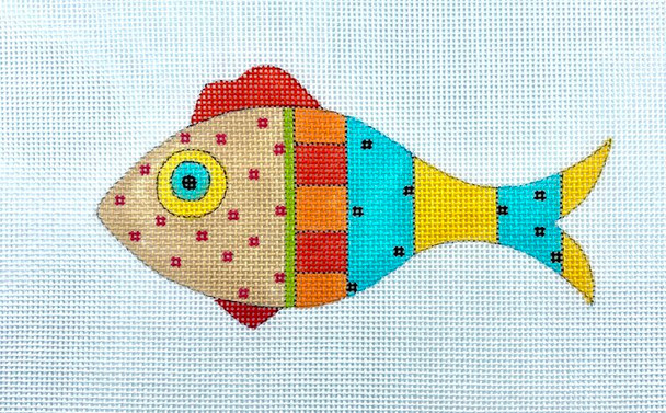 MH1935 Sarah - Left Fish 6 x 3 With Stitch Guide 18 Mesh Mile High Princess Designs