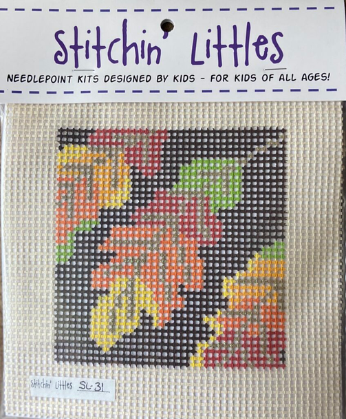 SL-31  Flashy Fall 5 x 5 7 Mesh Stitchin' Littles Kit Purple Palm Designs