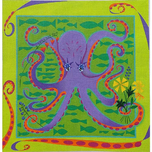 ZE559 Octopus in Her Garden 13.5" x 13.25" 13 Mesh Zecca