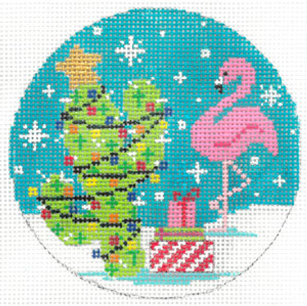 XO-173r Cactus /Flamingo Christmas 5" Round 13 Mesh Meredith Collection