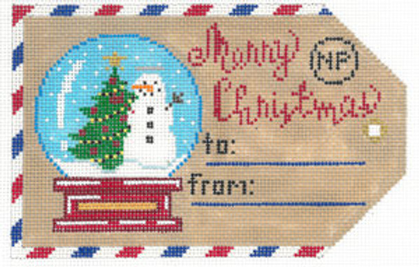 XO-197h Gift Tag - Snow Globe Merry Christmas 6x4 18 Mesh Meredith Collection