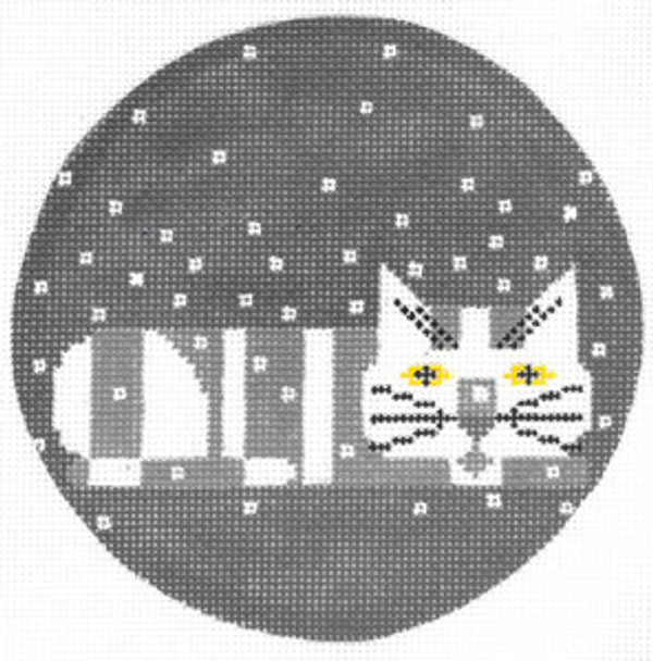 Ornament HC-O426 Winter Watcher Cat Charley Harper 18 Mesh 5" Round