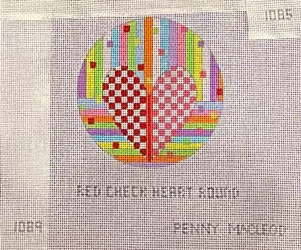 PM1089 Red Check Heart 4"rd 18M  Penny MacLeod The Collection Designs