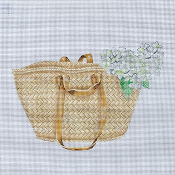 SF30 Market Basket Tote with white hydrangea 8x8 18M Sara Fitz The Collection Designs  