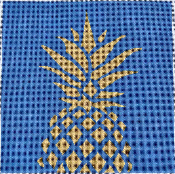 SQ160N Pineapple Stencil Lg/Navy 14x14 14 mesh Two Sisters Designs