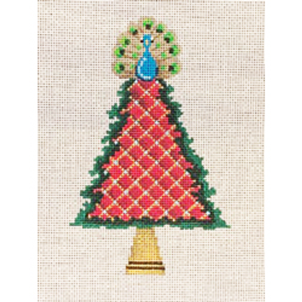 85021 Peacock tree-top Approximately 4.5” x 5.5” festive tree 18 mesh Patti Mann 