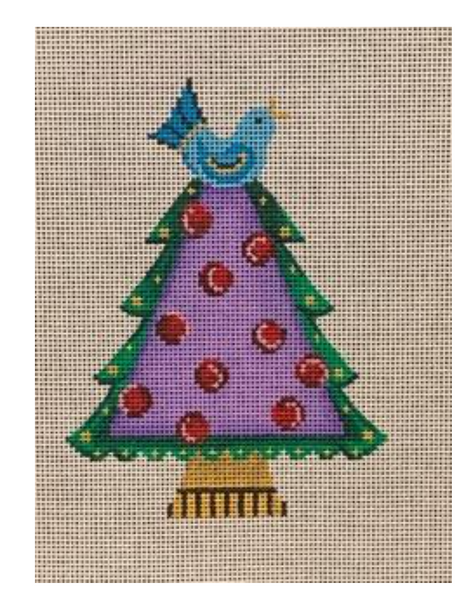 85023 Song bird tree-top Approximately 4.5” x 5.5” festive tree 18 mesh Patti Mann 