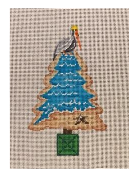 85028 Pelican tree-top Approximately 4.5” x 5.5” festive tree 18 mesh Patti Mann 
