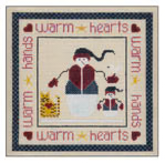 23 The Drawn Thread 18 Mesh Egg Shell  Warm Hearts 7 x 7