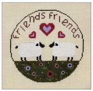 38 The Drawn Thread 18 Mesh Egg Shell Two Friends 4.5  Circle
