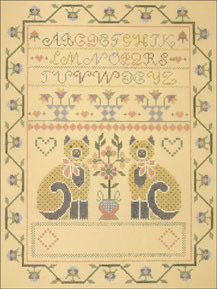 001 Two Cats Sampler 10 x 13 inches 18 Mesh Holly Hill