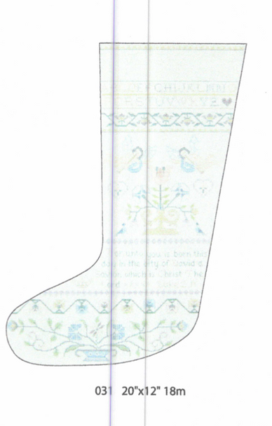 031 Angel Sampler Stocking Mesh Holly Hill