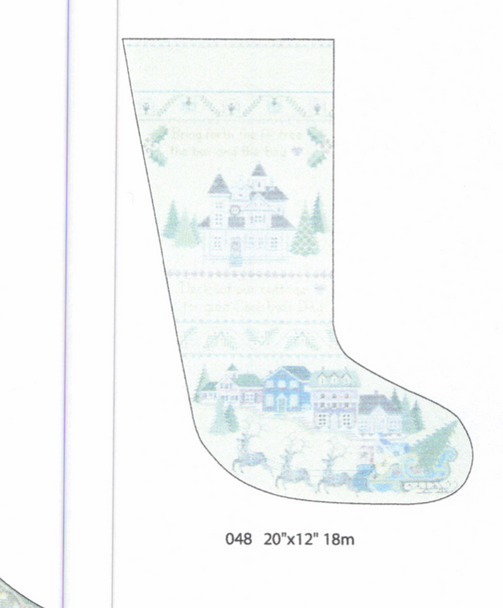 048  Victorian Christmas Stocking-18 Mesh Holly Hill