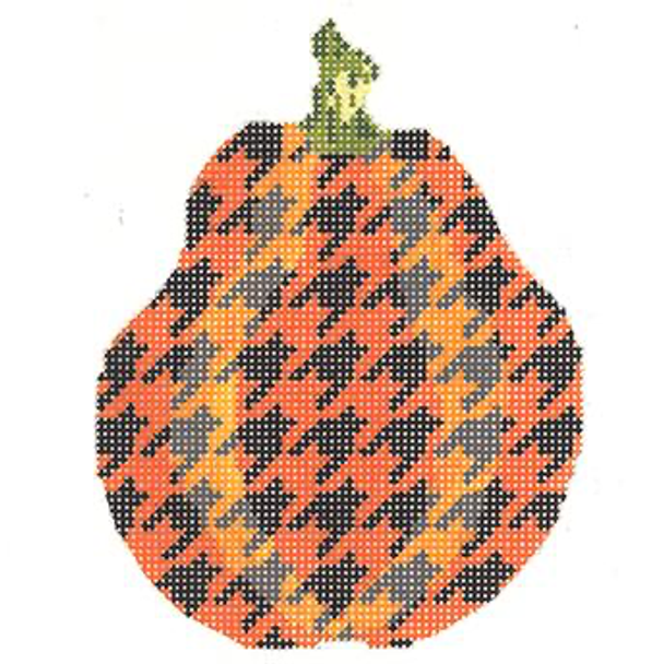 KCN1560 Haunted Houndstooth Gourd  3.5"w x 4.5"h - 18 Mesh Kelly Clark Needlepoint