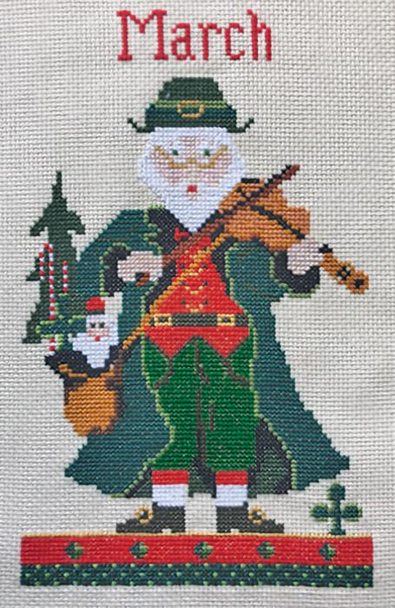 CN0126 March Santa Cross Stitch Kit  4.74"w x 8"h - 16 Ct Kelly Clark