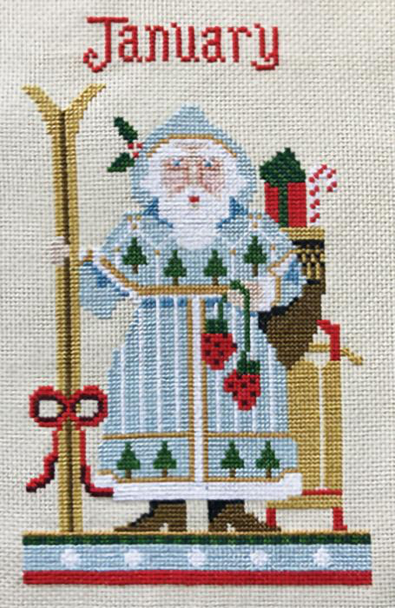 CN0124 January Santa Cross Stitch Kit 4.74"w x 8"h - 16 Ct Kelly Clark