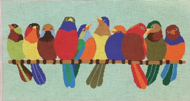 ASIT015	Birds on wire	15X8 18 Mesh A Stitch In Time