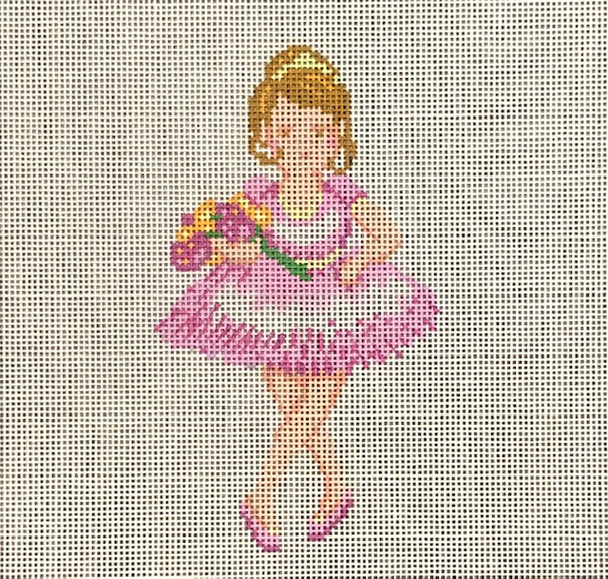 ASIT424	Girl with Flowers 6X6 18 Mesh A Stitch In Time