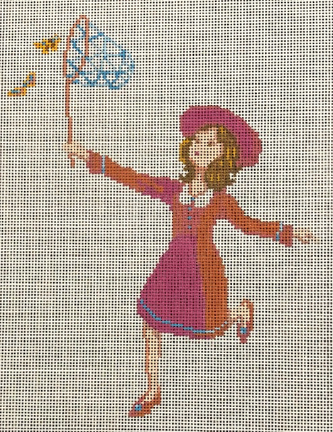 ASIT412 Girl with a Net 6X8 18 Mesh A Stitch In Time