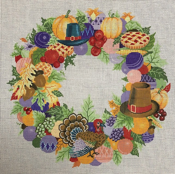 ASIT395	Thanksgiving Wreath 16X16	13 Mesh A Stitch In Time