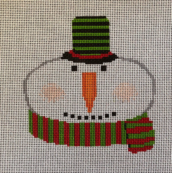 ASIT250	Snowman red green stripe 5X5	18 Mesh A Stitch In Time