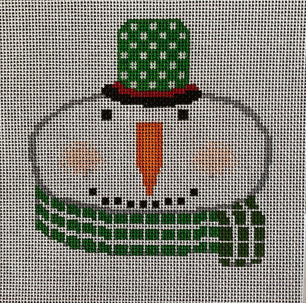 ASIT256	Snowman green white check      5X5	18 Mesh A Stitch In Time