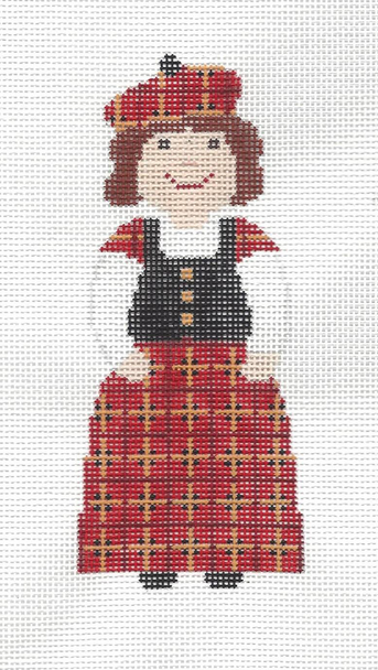ASIT378	Scottish Girl   3.5X6  18 Mesh A Stitch In Time