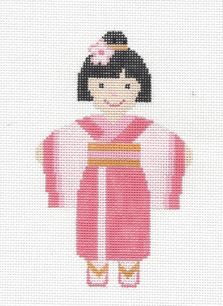 ASIT374	Japanese Girl  3.5X6  18 Mesh A Stitch In Time