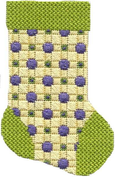 ASIT188	Green purple mini sock	3.5 X 5 18 Mesh A Stitch In Time includes guide