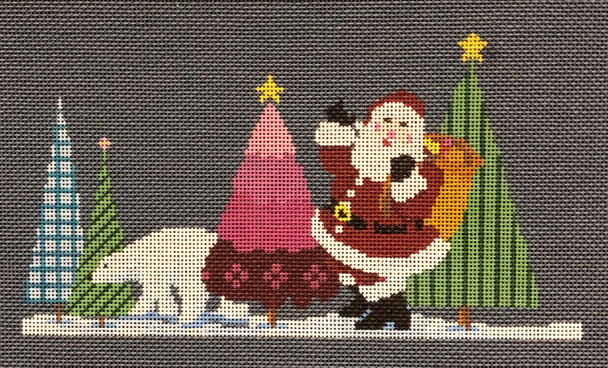 ASIT202a Santa and Polar Bear With Stitch guide 8 X 5 18 Mesh A Stitch In Time