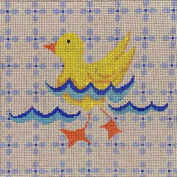 85101	MIN	yellow duck swimming on patterns  08 x 08	13 Mesh Patti Mann