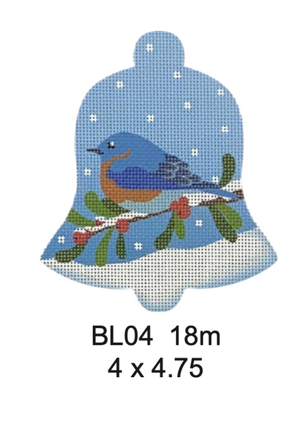 BL04 Blue Bird Snow Bell  4 x 4.75 18 Mesh Pepperberry Designs