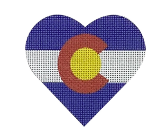 HT46 Colorado Flag Heart 3.25 x 3.7518 Mesh Pepperberry Designs 