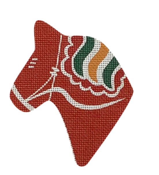 NOR13 Dala Horse Head, Orange red  3.75 x 4 18 Mesh Pepperberry Designs 