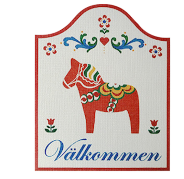 NOR12 Dala Horse Welcome Sign 9.25 x 11.5 18 Mesh Pepperberry Designs 