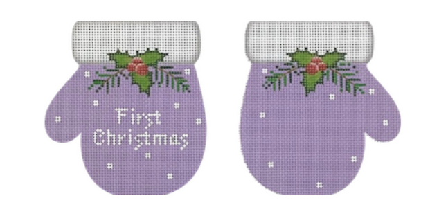 MT10 First Christmas Mittens, Lavender 3 x 5.25 Eachb18 Mesh Pepperberry Designs 