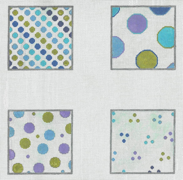 MS161 Pastel Dots Coaster Set 4.5x4.5 each 18 Mesh Machelle Somerville   