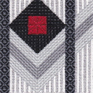 FSD-BWR3 Black & White & Red Allover 3 Finger Step Designs