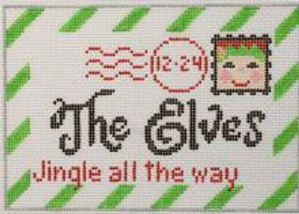 RD 244 Elves Mini Letter 18M 3.5"x5.5" Rachel Donley Needlepoint Designs