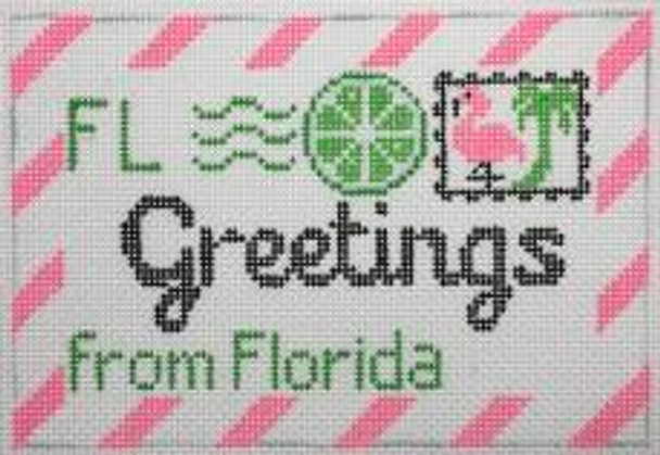 RD 257 Florida Mini Letter 18M 3.5"x5.5" Rachel Donley Needlepoint Designs