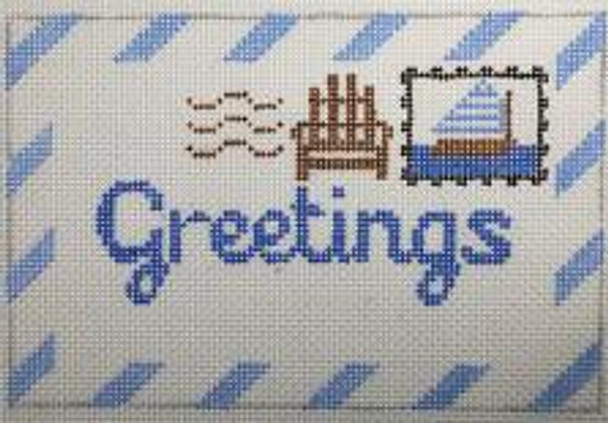 RD 261 Blank DOCK Mini Letter 18M 3.5"x5.5"  ​Add a lake or seaside destination Rachel Donley Needlepoint Designs