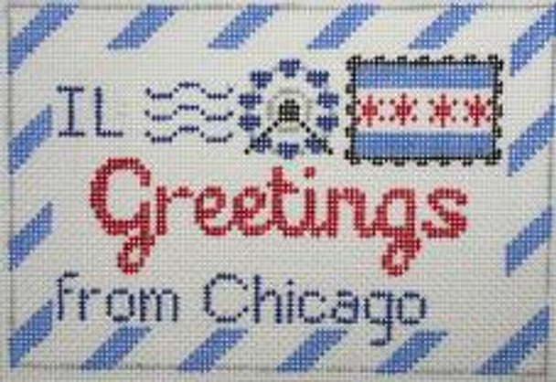 RD 269 Chicago Mini Letter 18M 3.5"x5.5" Rachel Donley Needlepoint Designs