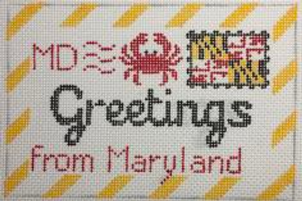 RD 275 Maryland Mini Letter 18M 3.5"x5.5" Rachel Donley Needlepoint Designs