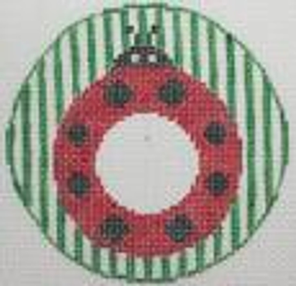 RD 179 Ladybug Monogram Round 18M Rachel Donley Needlepoint Designs