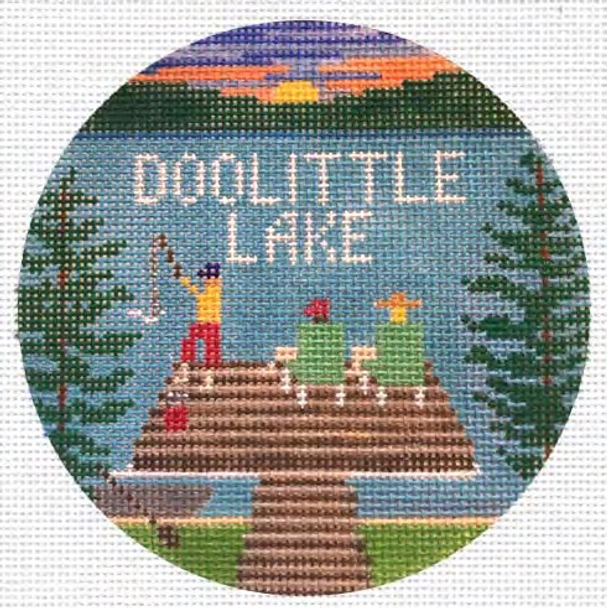 Doolittle Lake, CT  4.25 x 4.25 18 Mesh Doolittle Stitchery R502
