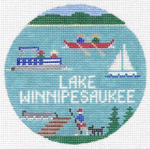 Lake Winnipesaukee New Hampshire 4.25 x 4.25 18 Mesh Doolittle Stitchery R508