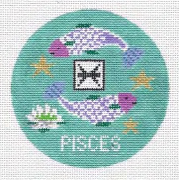 Zodiac Pisces 3.75 x 3.75 18 Mesh Doolittle Stitchery RZ103